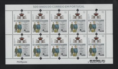 2019 - Folha Miniatura nº 97. 500 Anos do Correio Em Portugal. Nova sem charneira. Em boas condições.
