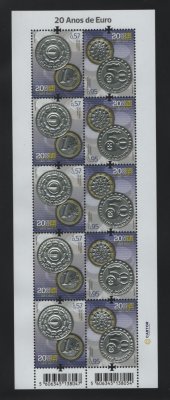 2022 - Folha Miniatura nº 111. 20 Anos Euro. Nova sem charneira. Em boas condições.