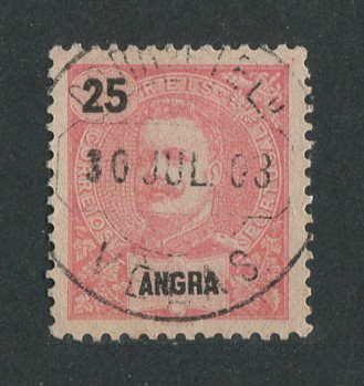 1898 - Afinsa nº 28. D. Carlos I. Selo de 25 reis usado. CARIMBO DE VELAS. Em boas condições.
