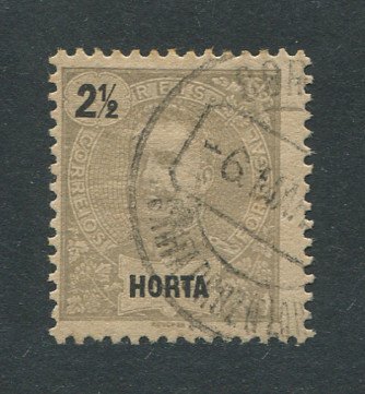 1897 - Afinsa nº 13. D. Carlos I. Selo de 2 1/2 reis usado. CARIMBO DE SANTA CRUZ (FLORES). Em boas condições.