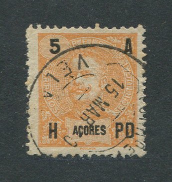 1906 - Afinsa nº 97. D. Carlos I. Selo de 5r usado. CARIMBO DE VELAS. Em boas condições.