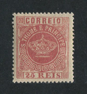 1870 - Afinsa nº 4c. Tipo Coroa. Selo de 25 reis novo SEM CHARNEIRA (**) e com goma original. Papel fino, denteado 13 1/2. Em boas condições.