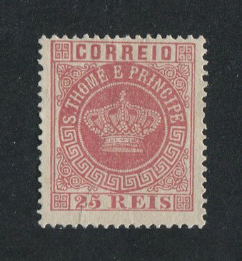 1870 - Afinsa nº 4c. Tipo Coroa. Selo de 25 reis novo, SEM GOMA. Papel fino, denteado 13 1/2. Em boas condições.