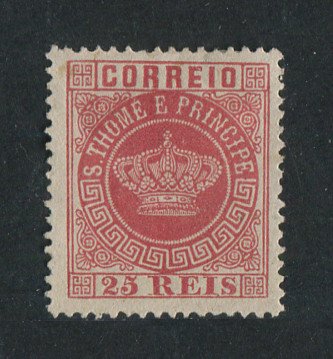 1870 - Afinsa nº 4c. Tipo Coroa. Selo de 25 reis novo, SEM GOMA. Papel fino, denteado 13 1/2. Em boas condições.