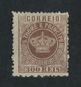 1870 - Afinsa nº 9. Tipo Coroa. Selo de 300 reis novo, SEM GOMA. Denteado 12 1/2. Em boas condições.