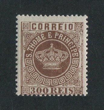 1870 - Afinsa nº 9a. Tipo Coroa. Selo de 300 reis novo SEM CHARNEIRA (**) e com goma original. Denteado 13 1/2. Em boas condições.