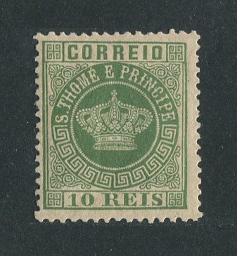 1881 - Afinsa nº 10. Tipo Coroa. Selo de 10 reis novo, COM CHARNEIRA (*) e goma original. Denteado 12 1/2. Em boas condições.