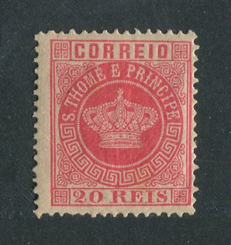 1881 - Afinsa nº 11a. Tipo Coroa. Selo de 20 reis novo, COM CHARNEIRA (*) e goma original. ROSA. Em boas condições.