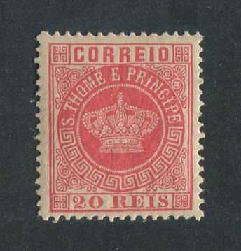 1881 - Afinsa nº 11a. Tipo Coroa. Selo de 20 reis novo, COM CHARNEIRA (*) e goma original. ROSA. Em boas condições.