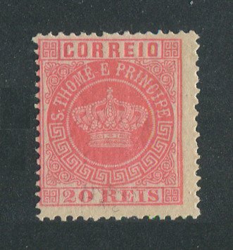 1881 - Afinsa nº 11a. Tipo Coroa. Selo de 20 reis novo, SEM GOMA. ROSA. Em boas condições.
