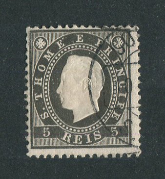 1887 - Afinsa nº 15a. D. Luis I. Selo de 5 reis USADO. Denteado 12 1/2. Em boas condições.