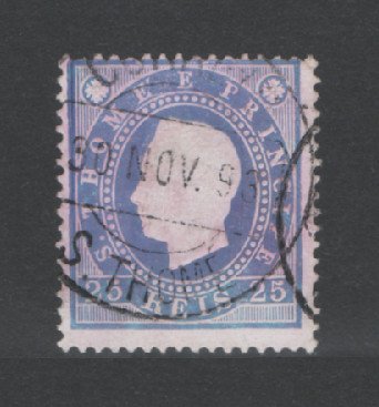 1887 - Afinsa nº 18. D. Luis I. Selo de 25 reis USADO. Em boas condições.
