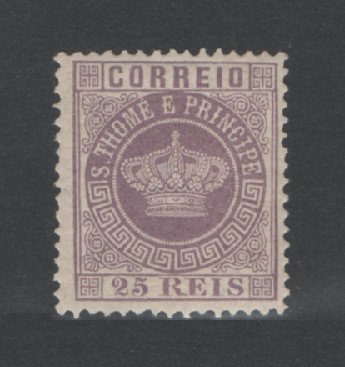1881 - Afinsa nº 12. Tipo Coroa. Selo de 25 reis novo, COM CHARNEIRA (*) e goma original. Em boas condições.