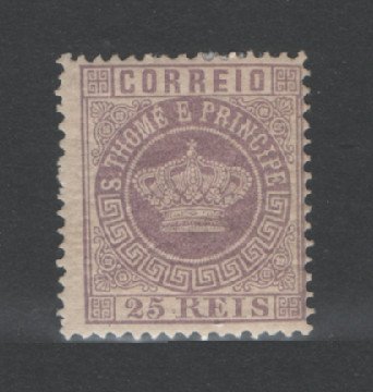 1881 - Afinsa nº 12. Tipo Coroa. Selo de 25 reis novo, COM CHARNEIRA (*) e goma original. Em boas condições.