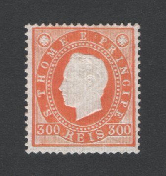 1887 - Afinsa nº 23. D. Luis I. Selo 300 reis novo, COM CHARNEIRA (*) e goma original. Em boas condições.