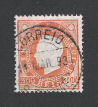 1887 - Afinsa nº 23. D. Luis I. Selo 300 reis USADO. Em boas condições.