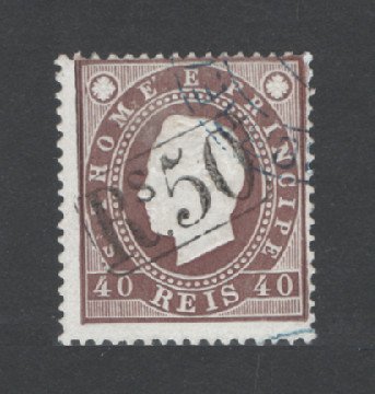 1889 - Afinsa nº 26. D. Luis I com sobrecarga. Selo de 50r/40r usado. Em boas condições. (ler descrição)