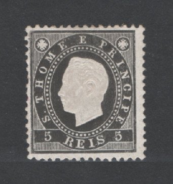 1887 - Afinsa nº 15a. D. Luis I. Selo de 5 reis novo, COM CHARNEIRA (*) e goma original. Denteado 12 1/2. Em boas condições.