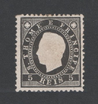 1887 - Afinsa nº 15a. D. Luis I. Selo de 5 reis novo, SEM GOMA. Denteado 12 1/2. Em boas condições.