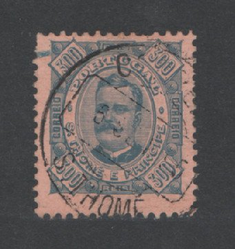 1893 - Afinsa nº 42. D. Carlos I. Selo de 300 reis USADO. Em boas condições.
