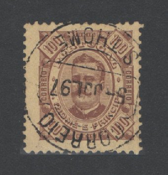 1893 - Afinsa nº 39. D. Carlos I. Selo de 100 reis USADO. Em boas condições.