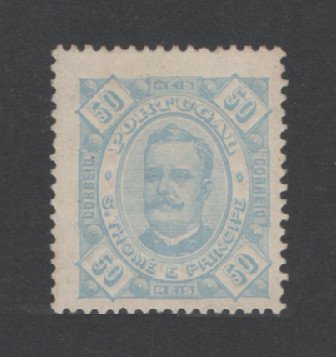 1893 - Afinsa nº 36a. D. Carlos I. Selo de 50 reis novo, SEM GOMA. Papel pontinhado, denteado 13 1/2. Em boas condições.