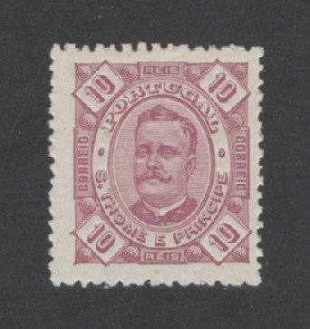 1893 - Afinsa nº 32. D. Carlos I. Selo de 10 reis novo, COM CHARNEIRA (*) e goma original. Em boas condições.