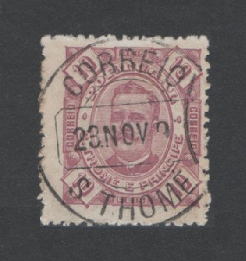 1893 - Afinsa nº 32. D. Carlos I. Selo de 10 reis USADO. Em boas condições.