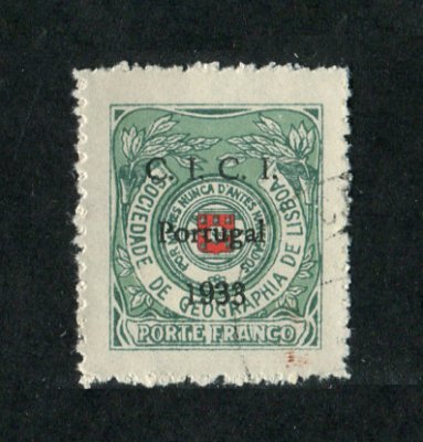 Soc. Geografia - 1933 - Afinsa nº 15. Sobrecarga A. Selo USADO. Em boas condições.