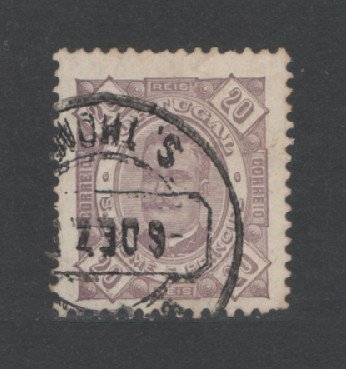 1893 - Afinsa nº 34. D. Carlos I. Selo de 20 reis USADO. Em boas condições.