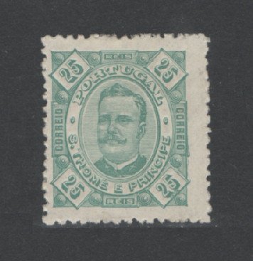 1893 - Afinsa nº 35. D. Carlos I. Selo de 25 reis novo, COM CHARNEIRA (*) e goma original. Em boas condições.