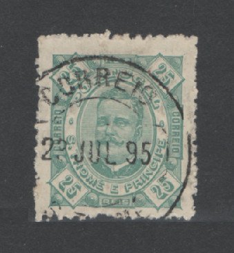 1893 - Afinsa nº 35. D. Carlos I. Selo de 25 reis USADO. Em boas condições.