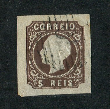 1862/4 - Afinsa nº 14. D. Luís I. EXEMPLAR DE LUXO. Selo de 5 reis usado. Cunho I. Boas margens. Em boas condições.