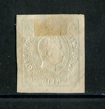 1866/7 - Afinsa nº 23. D. Luís I, fita curva. EXEMPLAR DE LUXO. Selo de 50 reis usado. Boas margens. Em boas condições.