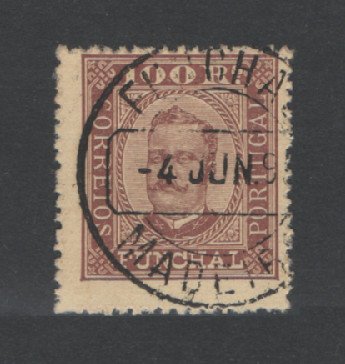 1892 - Afinsa nº 9b. D. Carlos I. Selo de 100 reis USADO. Denteado 13 1/2. Em boas condições.