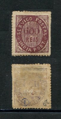1871 -Afinsa nº 14. Nativos. Tipo II. Selo de 600 reis novo sem goma. Com CERTIFICADO DE PERITAGEM (CERTIFICATE). Em boas condições.
