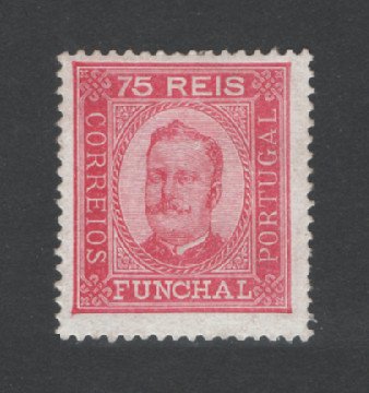1892 - Afinsa nº 7a. D. Carlos I. Selo de 75 reis novo, COM CHARNEIRA (*) e goma original. Denteado 13 1/2. Em boas condições.