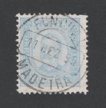 1892 - Afinsa nº 6a. D. Carlos I. Selo de 50 reis USADO. Papel porcelana, denteado 11 1/2. Em boas condições.