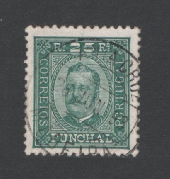 1892 - Afinsa nº 5a. D. Carlos I. Selo de 25 reis USADO. Denteado 11 1/2. Em boas condições.