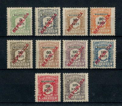 1916 - Porteado. Afinsa nº 21/30. Emissão regular. Série completa NOVA. Em boas condições. (ler descrição)