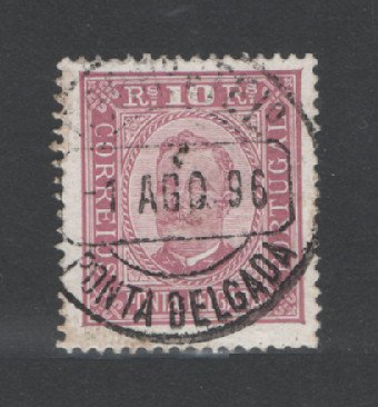 1892 - Afinsa nº 2a. D. Carlos I. Selo de 10 reis USADO. Papel porcelana, denteado 13 1/2. Em boas condições.