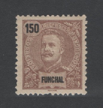 1897 - Afinsa nº 23. D. Carlos I. Selo 150 reis novo, COM CHARNEIRA (*) e goma original. Em boas condições.