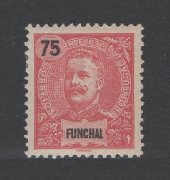 1897 - Afinsa nº 20. D. Carlos I. Selo 75 reis novo, COM CHARNEIRA (*) e goma original. Em boas condições.