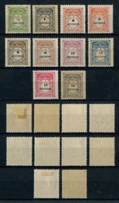 1916 - Porteado. Afinsa nº 21/30. Emissão regular. Série completa nova, COM CHARNEIRA (*) e goma original. Em boas condições.