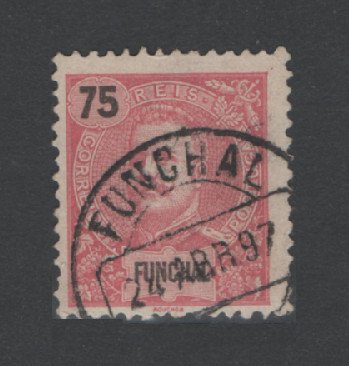 1897 - Afinsa nº 20. D. Carlos I. Selo 75 reis USADO. Em boas condições.