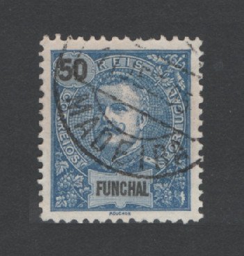 1897 - Afinsa nº 19. D. Carlos I. Selo 50 reis USADO. Denteado 11 1/2. Em boas condições.
