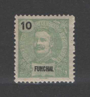 1897 - Afinsa nº 15. D. Carlos I. Selo 10 reis novo, COM CHARNEIRA (*) e goma original. Em boas condições.