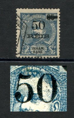 1905 - Afinsa nº 31c. D. Carlos I com sobretaxa. Selo de 50r/65r USADO. TIPO III - "5" BANDEIRA CURTA. Em boas condições.