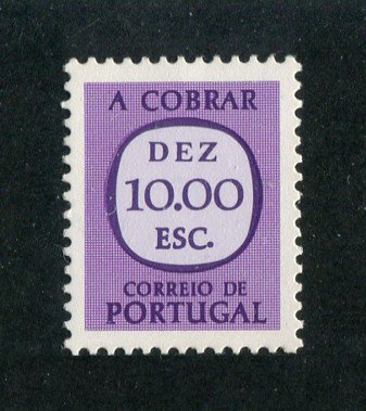 Porteado - 1967-84 - Afinsa nº 78a. Selo de 10$00 novo SEM CHARNEIRA (**) e com goma original. PAPEL ESPESSO. Em boas condições.