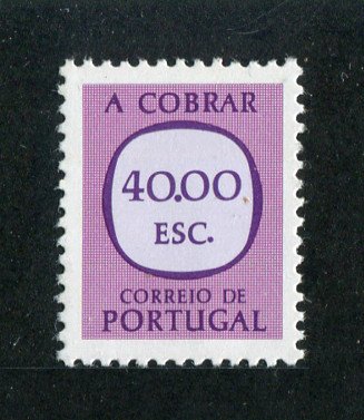 Porteado - 1967-84 - Afinsa nº 80a. Selo de 40$00 novo SEM CHARNEIRA (**) e com goma original. PAPEL ESPESSO. Em boas condições.